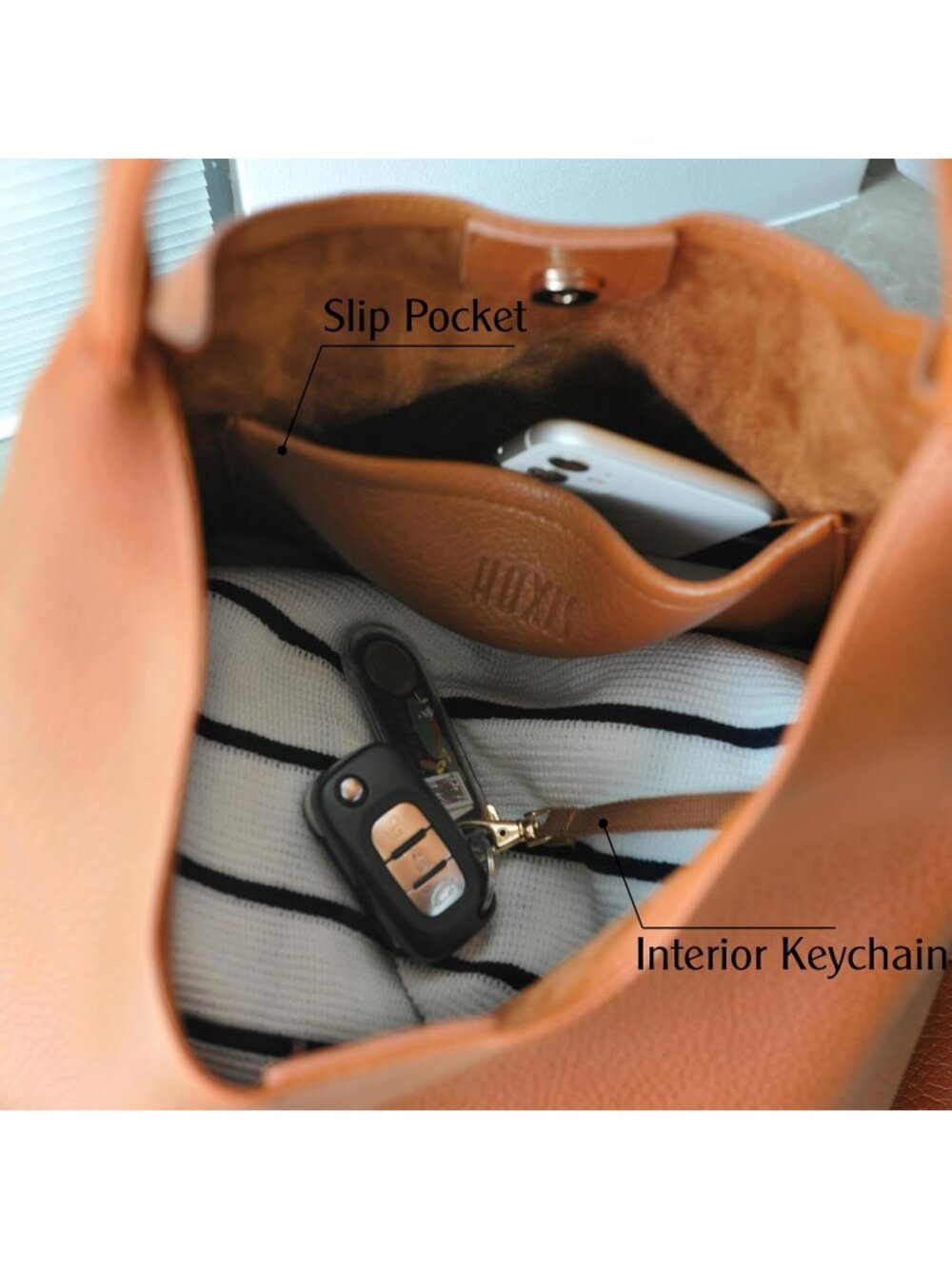 Women's Orange Brown Soft Vegan Leather Hobo Shoulder Bag Slouchy Tote Purse - Picture 6 of 7
